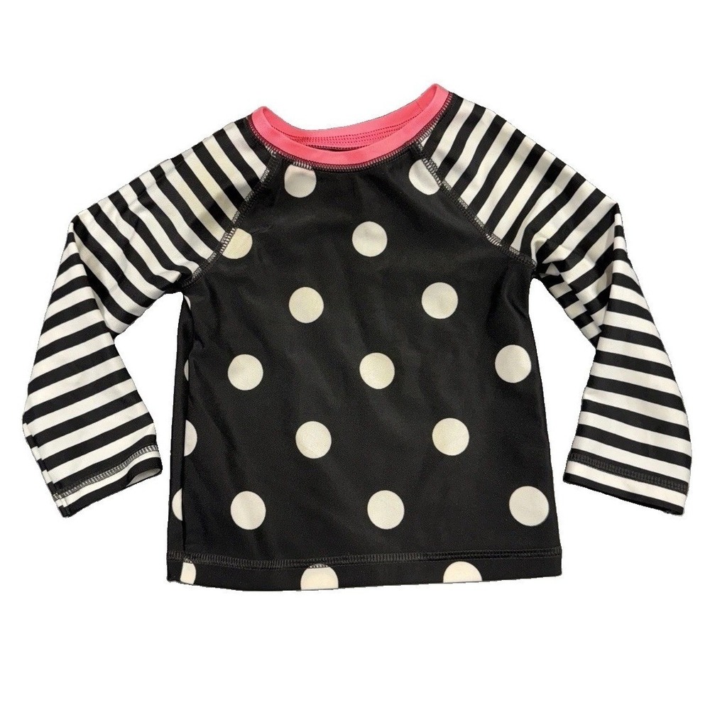 Cat & Jack Toddler‎ Long Sleeve Swim Top Rash Guard Polka Dot 18 Month TOP ONLY